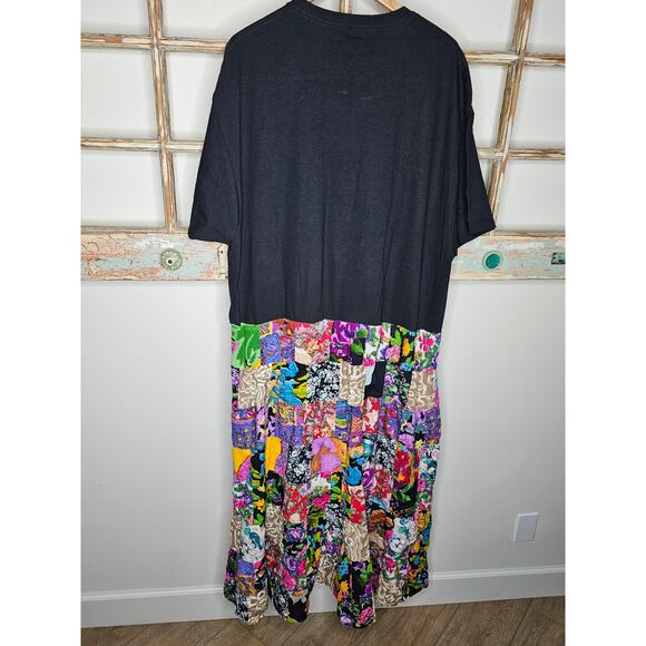 ONE OF A KIND T-Shirt BOHO flowy Patchwork Dress Ladies size 2X - Picture 6 of 12